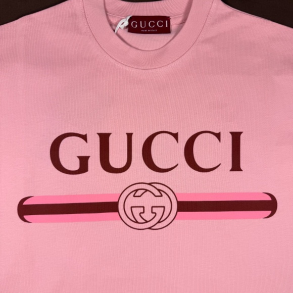 MEN'S GUCCI PINK COTTON JERSEY T-SHIRT SIZE SMALL RELAXED FIT EXCELLENT - Picture 3 of 5